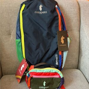 Cotopaxi Black and Multicolor Backpack and Waist Bag Set